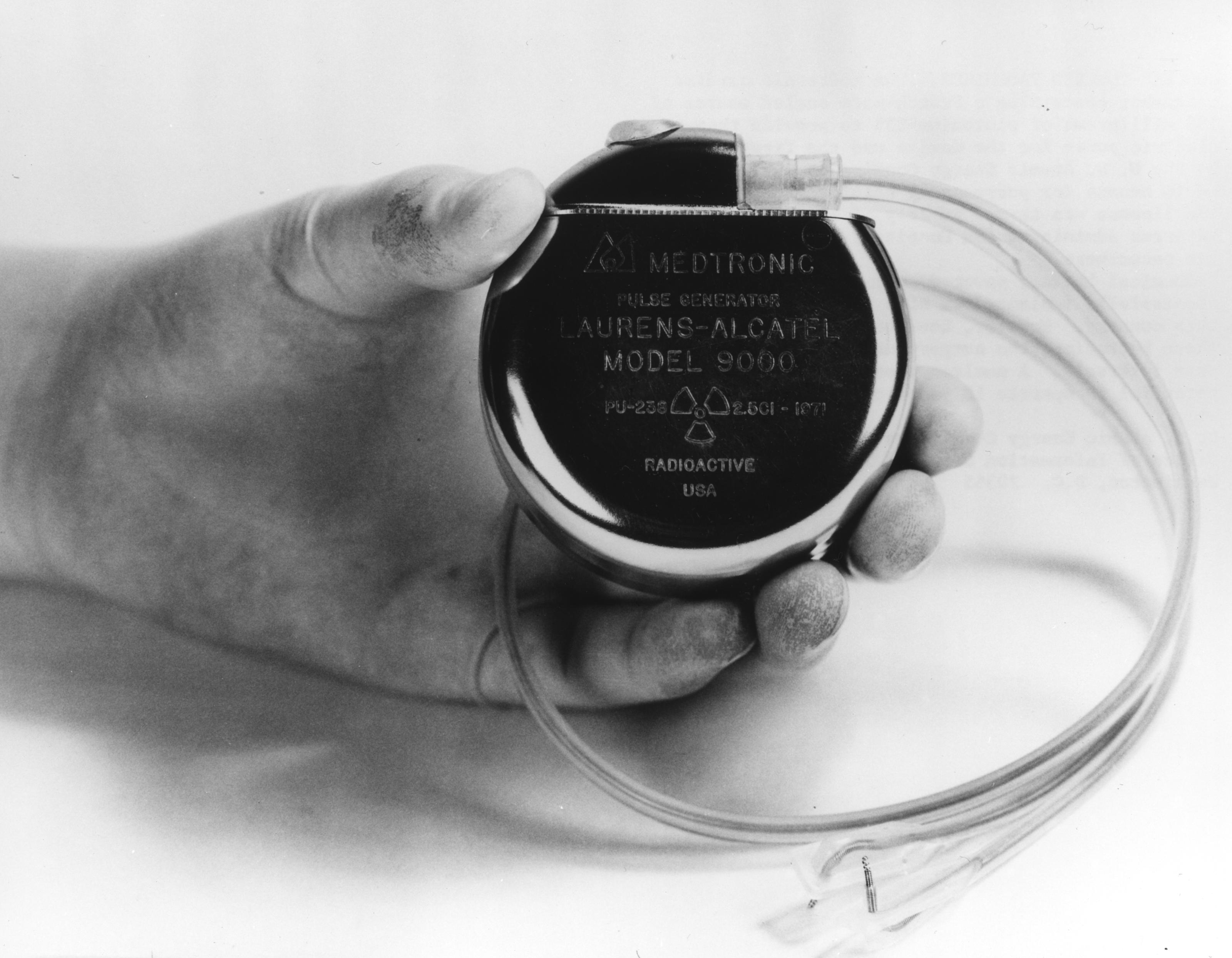 Nuclear-powered Medtronic cardiac pacemaker, circa 1973