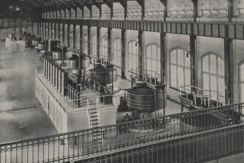 Historic hydroelectric generators inside the Adams power plant