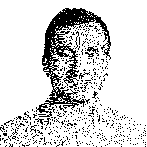 Dot-matrix portrait of Timothy Schuler